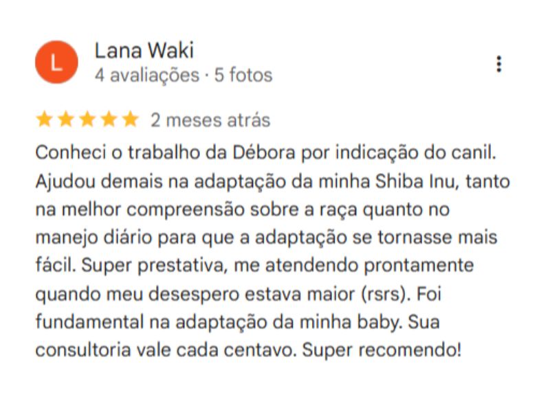 Depoimento 1 sobre a consultoria para filhote de Shiba Inu