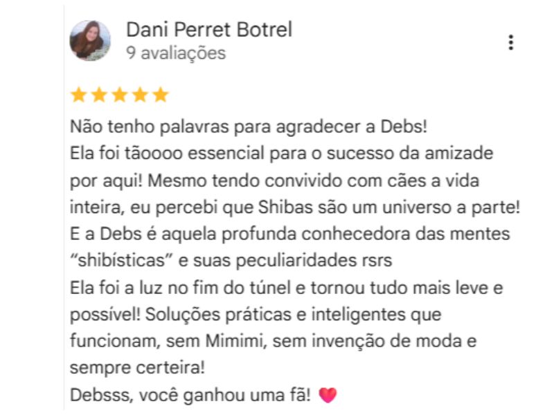 Depoimento 3 sobre a consultoria para filhote de Shiba Inu